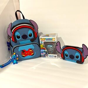 Gamer Stitch Unisex Backpack, Matching Wallet, Funko POP #1564 & Stitch Keychain